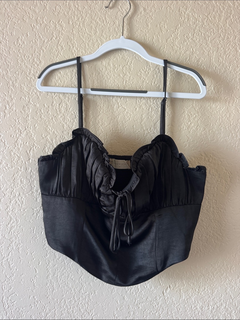 Altar'd State Black Satin Corset Crop Top